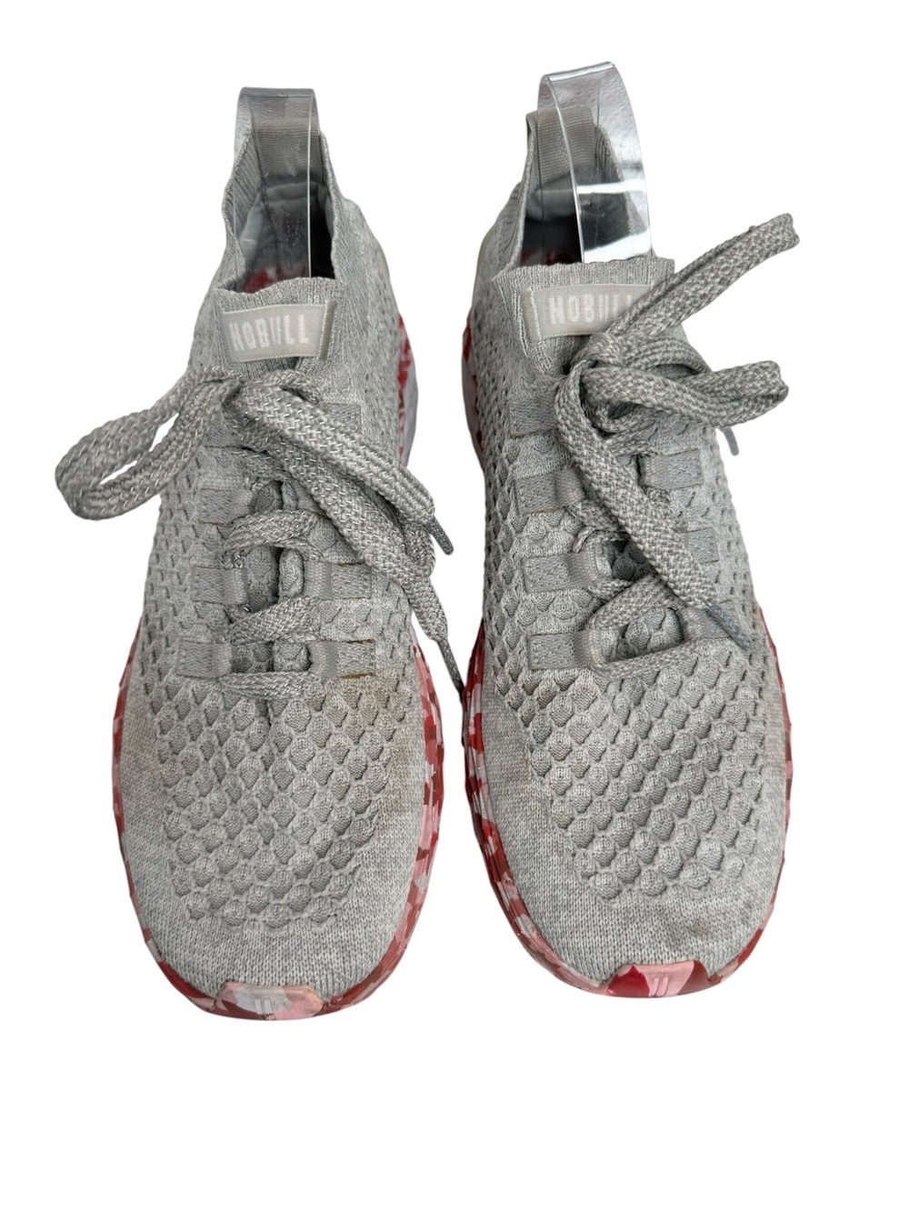 NOBULL Allday Knit runner sneakers  breathable gray knit upper red berry
